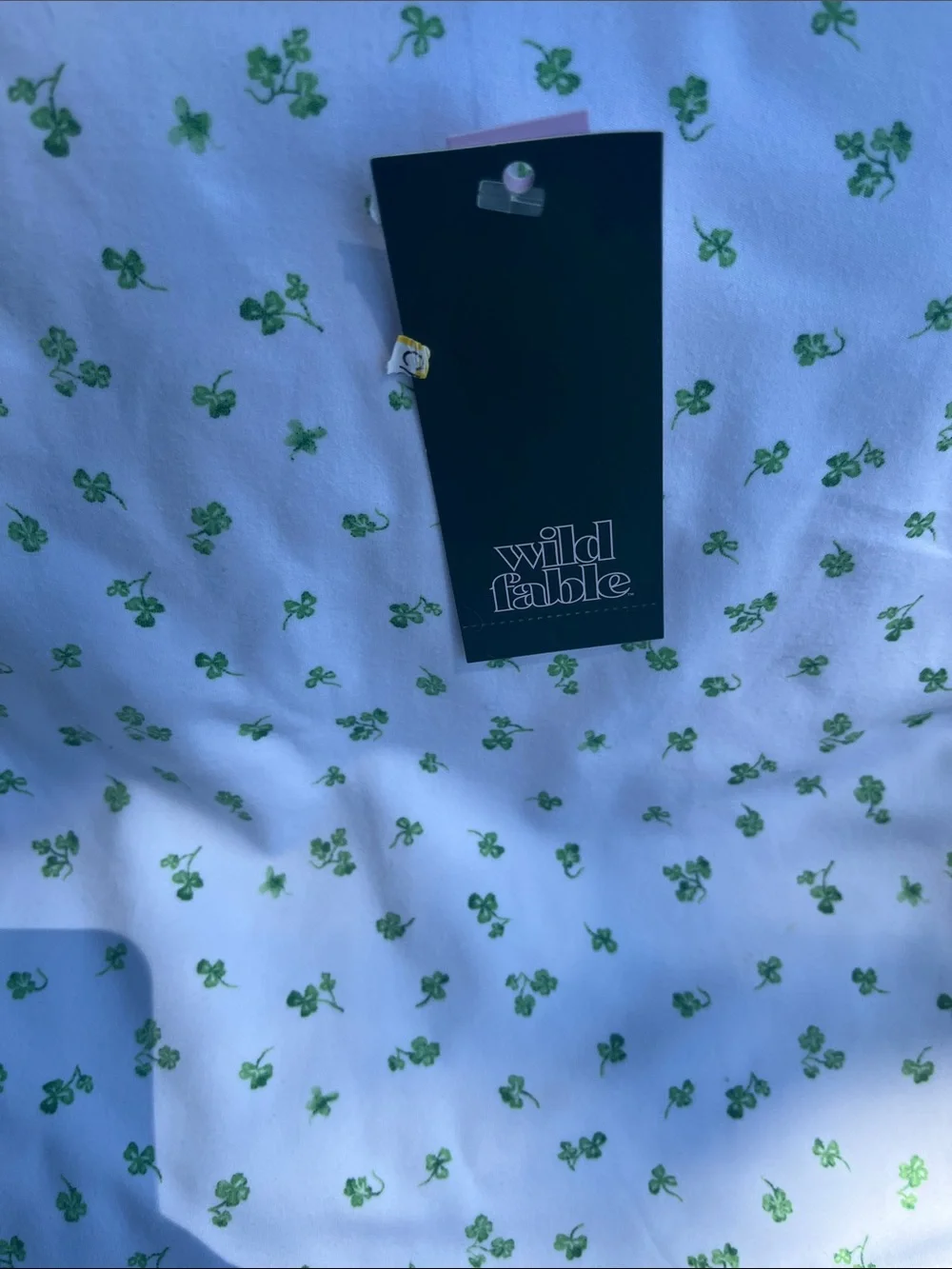wild fable White Mini Skirt with Green Clover Pattern